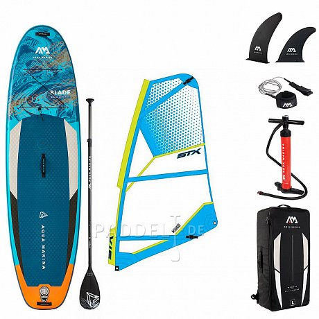 SUP AQUA MARINA Blade 10'6 Modell 2022/2023 incl. Segel - aufblasbares Stand Up Paddle Board mit Windsurf-Option