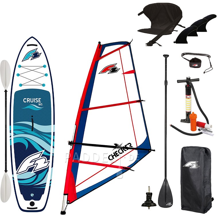 SUP F2 CRUISE WINDSURF 11'6 TEAM TURQUISE incl. Segel - aufblasbares Stand Up Paddle Board und Windsurfboard