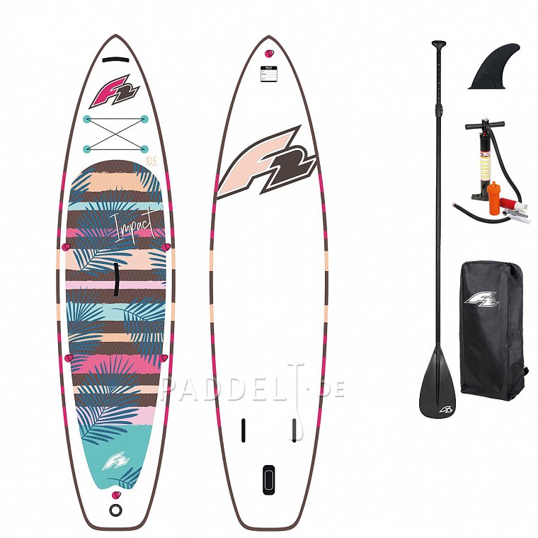 SUP F2 IMPACT 10'2 AQUA mit Paddel - aufblasbares Stand Up Paddle Board  Variante: Kajak-Set