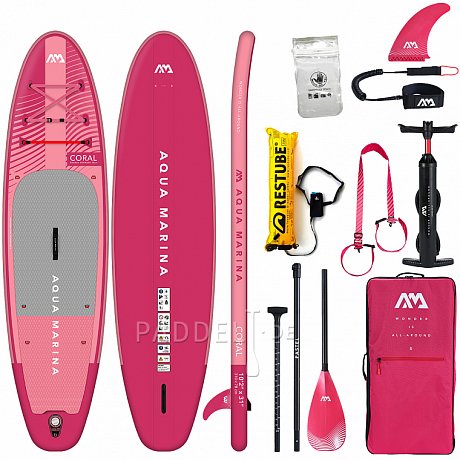 SUP AQUA MARINA CORAL 10'2" RASPBERRY Modell 2023 - aufblasbares Stand Up Paddle Board