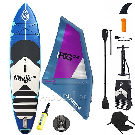 SUP SKIFFO SMU 10'4 COMBO incl. aufblasbarem Segel - aufblasbares Stand Up Paddle Board, Windsurfboard und Kajak