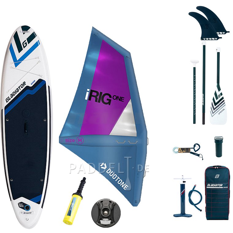 SUP GLADIATOR WindSUP 10'7 SC incl. aufblasbarem Segel - aufblasbares Stand Up Paddle Board mit Windsurf-Option