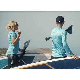 T-Shirt Damen PADDLEBOARDING LIGHT BLUE lycra kurzarm