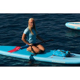 T-Shirt Damen PADDLEBOARDING LIGHT BLUE lycra kurzarm