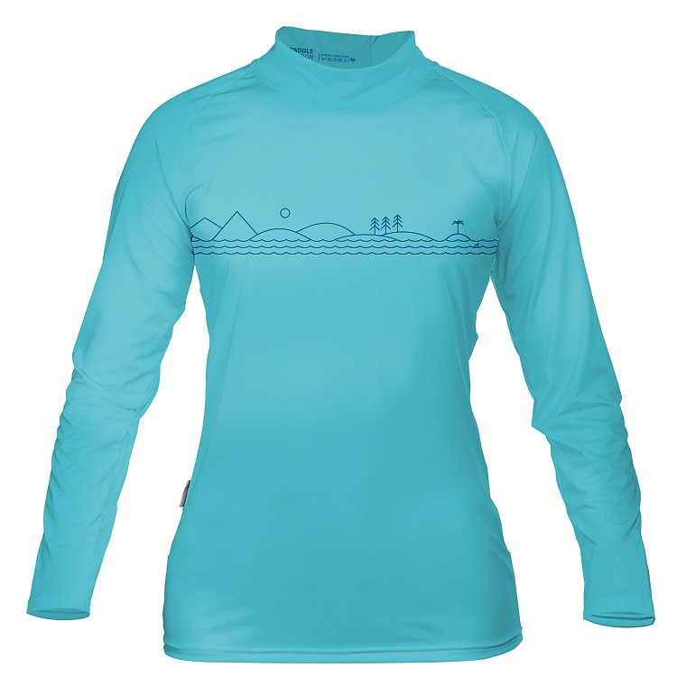 T-Shirt Damen PADDLEBOARDING LIGHT BLUE lycra langarm