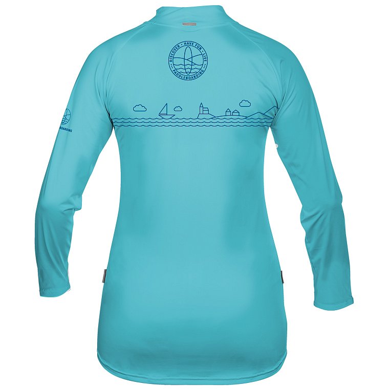 T-Shirt Damen PADDLEBOARDING LIGHT BLUE lycra langarm