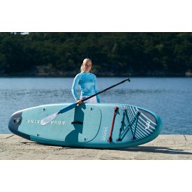 T-Shirt Damen PADDLEBOARDING LIGHT BLUE lycra langarm