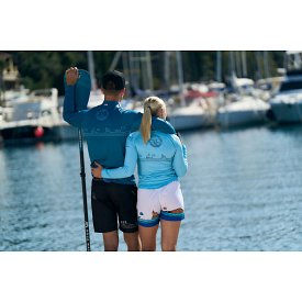 T-Shirt Damen PADDLEBOARDING LIGHT BLUE lycra langarm