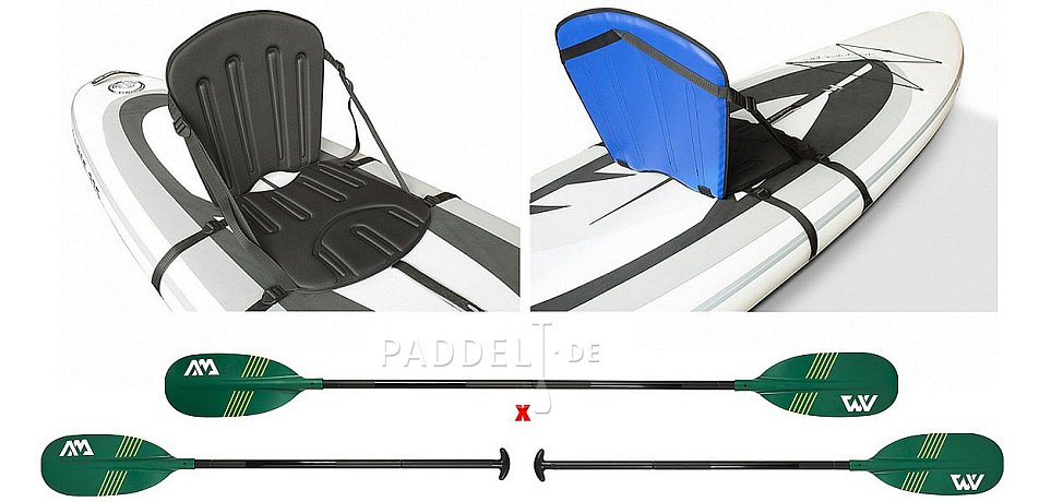 Set für Paddeln im Sitzen - Paddel Aqua Marina Ripple + Kajaksitz YATE