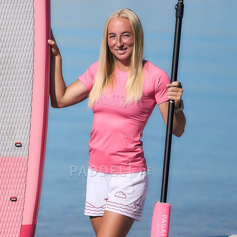 T-Shirt Damen PADDLEBOARDING PINK lycra kurzarm