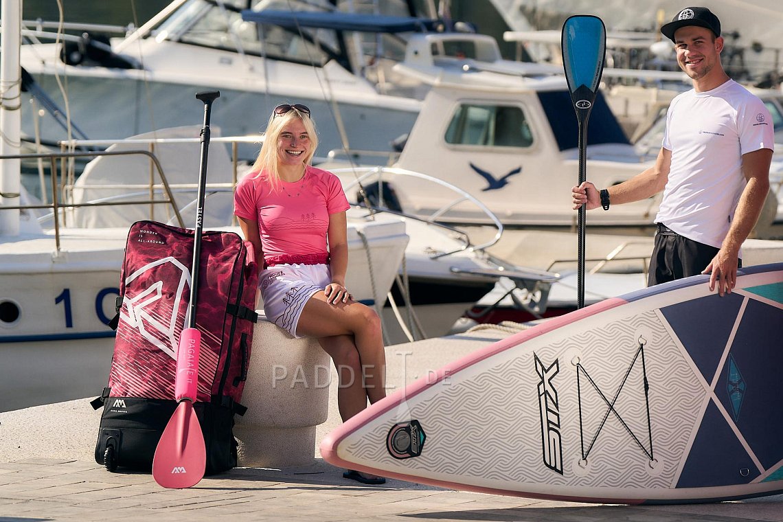 T-Shirt Damen PADDLEBOARDING PINK lycra kurzarm