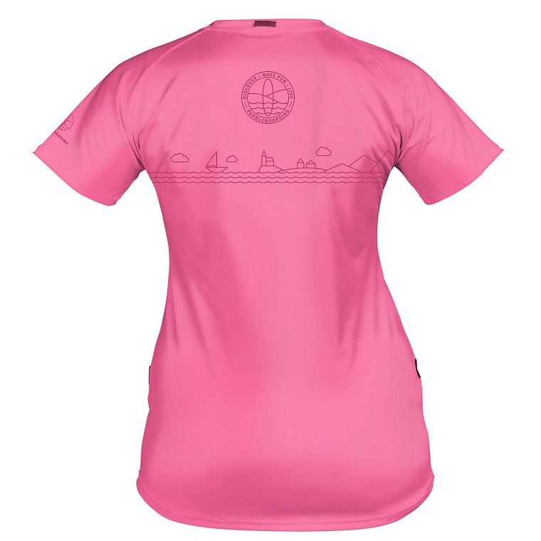 T-Shirt Damen PADDLEBOARDING PINK Lycra kurzarm