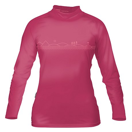 T-Shirt Damen PADDLEBOARDING DARK PINK Lycra langarm