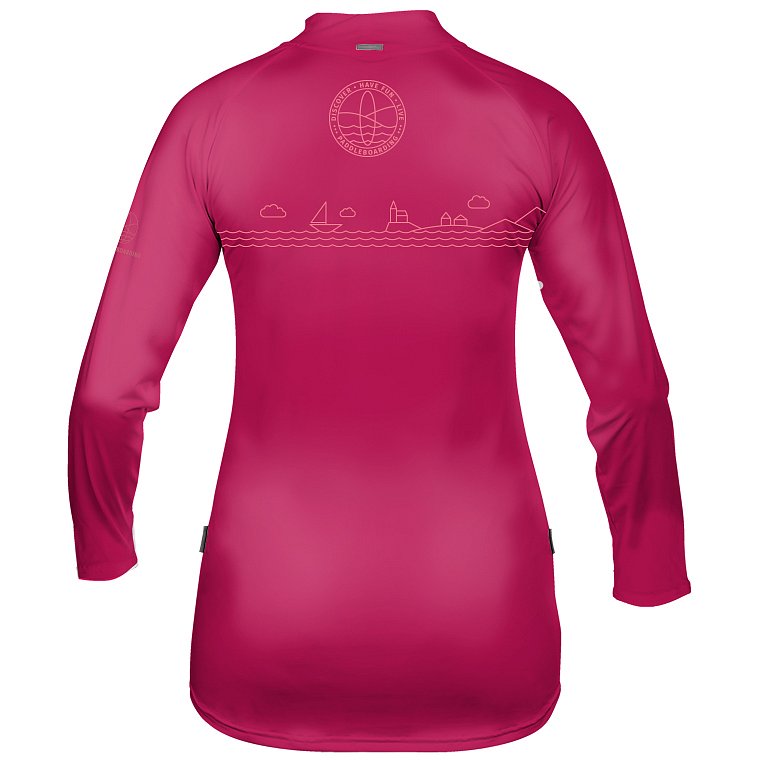 T-Shirt Damen PADDLEBOARDING DARK PINK Lycra langarm