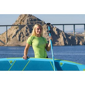 T-Shirt Damen PADDLEBOARDING NEON GREEN Lycra kurzarm