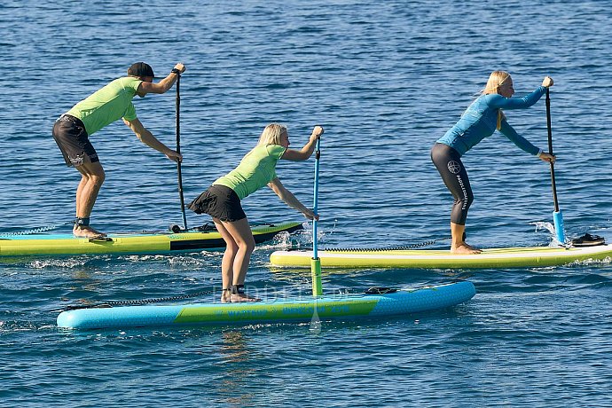 T-Shirt Damen PADDLEBOARDING NEON GREEN Lycra kurzarm