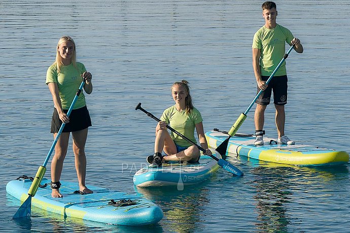 T-Shirt Damen PADDLEBOARDING NEON GREEN Lycra kurzarm