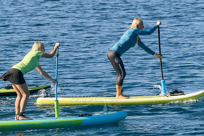 T-Shirt Damen PADDLEBOARDING NEON GREEN Lycra kurzarm