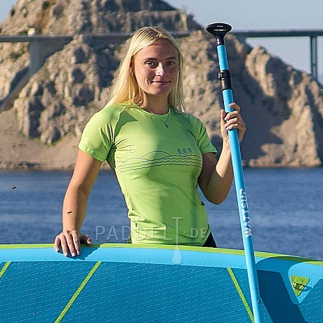 T-Shirt Damen PADDLEBOARDING NEON GREEN Lycra kurzarm