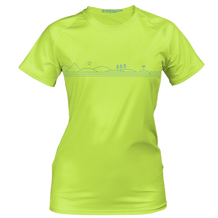 T-Shirt Damen PADDLEBOARDING NEON GREEN Lycra kurzarm