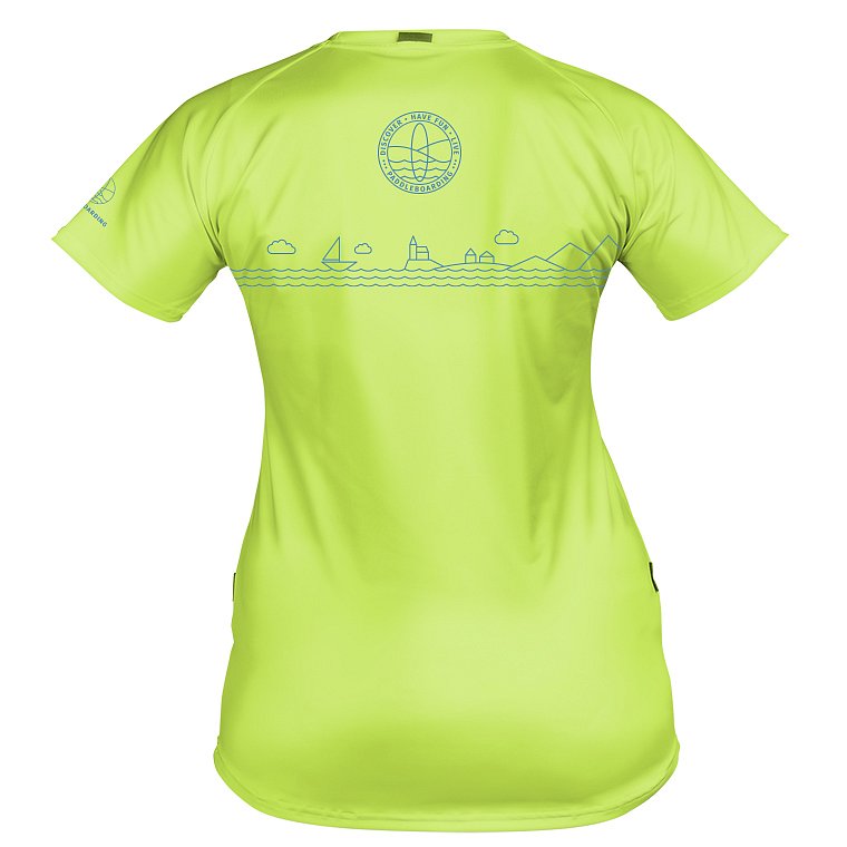 T-Shirt Damen PADDLEBOARDING NEON GREEN Lycra kurzarm