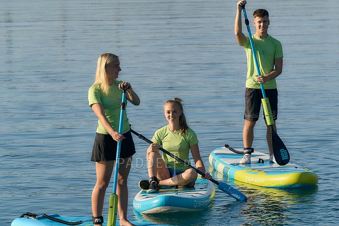 T-Shirt Herren PADDLEBOARDING NEON GREEN Lycra kurzarm