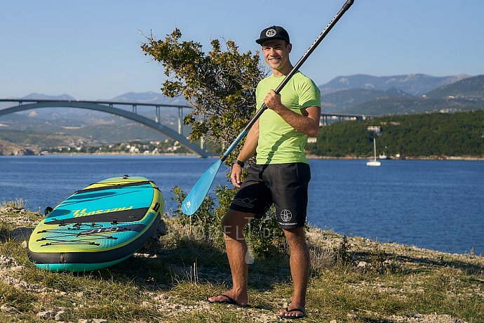 T-Shirt Herren PADDLEBOARDING NEON GREEN Lycra kurzarm