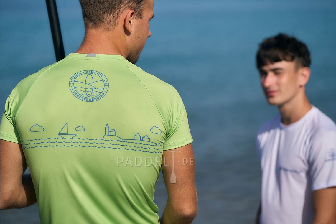 T-Shirt Herren PADDLEBOARDING NEON GREEN lycra kurzarm