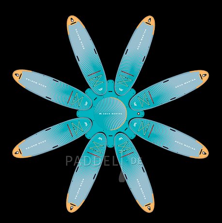 Set für SUP Yoga - aufblasbares AQUA MARINA Yoga Dock  + 8x SUP AQUA MARINA DHYANA 11'0 Modell 2025