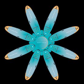 Set für SUP Yoga - aufblasbares AQUA MARINA Yoga Dock  + 8x SUP AQUA MARINA DHYANA 11'0 Modell 2025