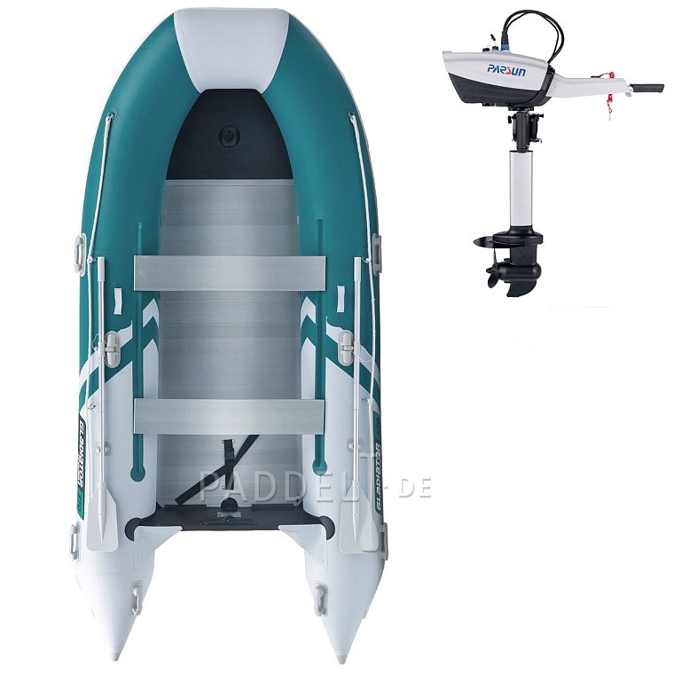 Schlauchboot GLADIATOR CLASSIC B370AL sea green white mit Aluminiumboden