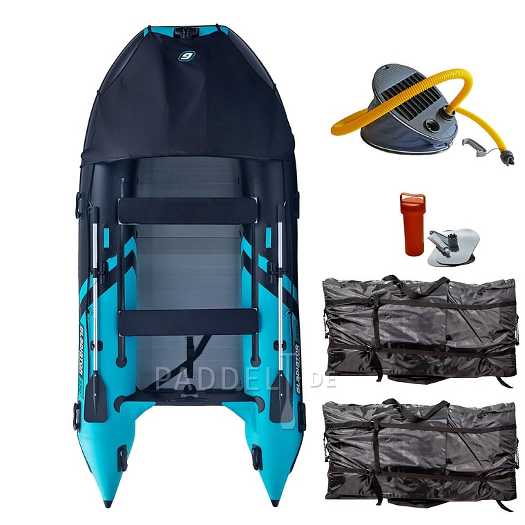 Schlauchboot GLADIATOR ACTIVE C370AL black turquoise mit Aluminiumboden