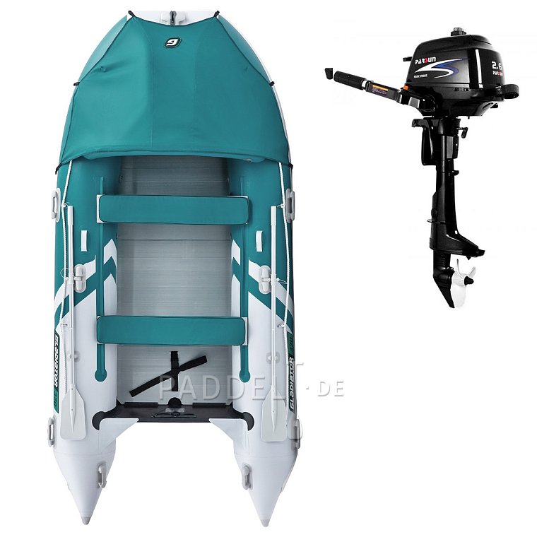 Schlauchboot GLADIATOR ACTIVE C370AL sea green white mit Aluminiumboden