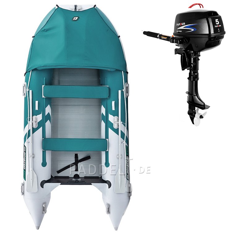 Schlauchboot GLADIATOR ACTIVE C370AL sea green white mit Aluminiumboden