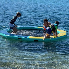 RIDEWAVE Aufblasbares Schwimmdock mit Netzmitte ø 198 cm