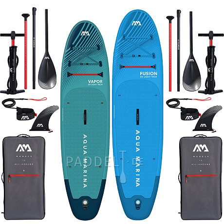 AQUA MARINA VAPOR 10'4 + FUSION 10'10 BLUE - Familienset aufblasbarer SUP-Boards