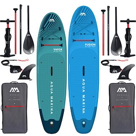 AQUA MARINA VAPOR 10'4 + FUSION 10'10 BLUE - Familienset aufblasbarer SUP-Boards