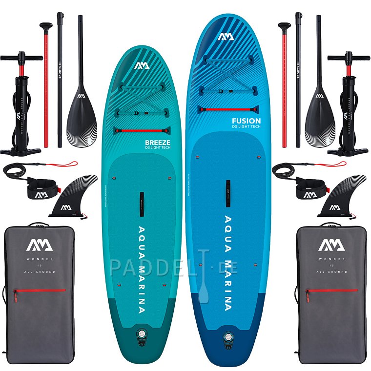 AQUA MARINA BREEZE 9'10 BLUE , FUSION 10'10 BLUE - Familienset aufblasbarer SUP-Boards