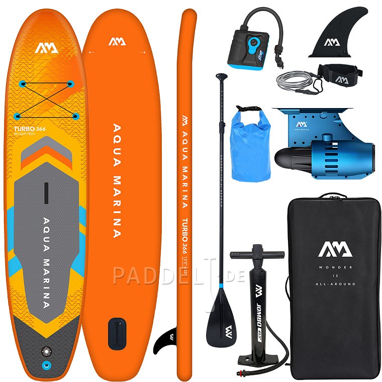 SUP AQUA MARINA GO TURBO 366 12'0'' mit Motor AQUA MARINA BlueDrive S Power fin