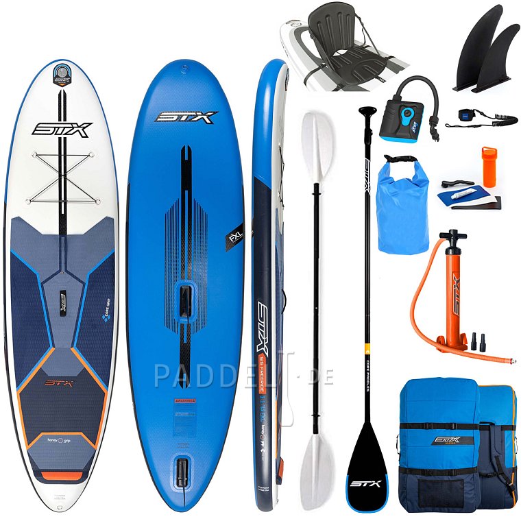 SUP STX WS Hybrid Freeride 11’6 x 32 mit Paddel - aufblasbares Stand Up Paddle Board und WindSUP
