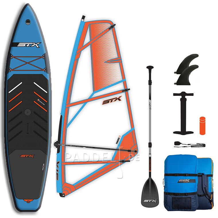 SUP STX Hybrid Tourer 12' TEAL/ORANGE incl. Segel - aufblasbares Stand Up Paddle Board und WindSUP