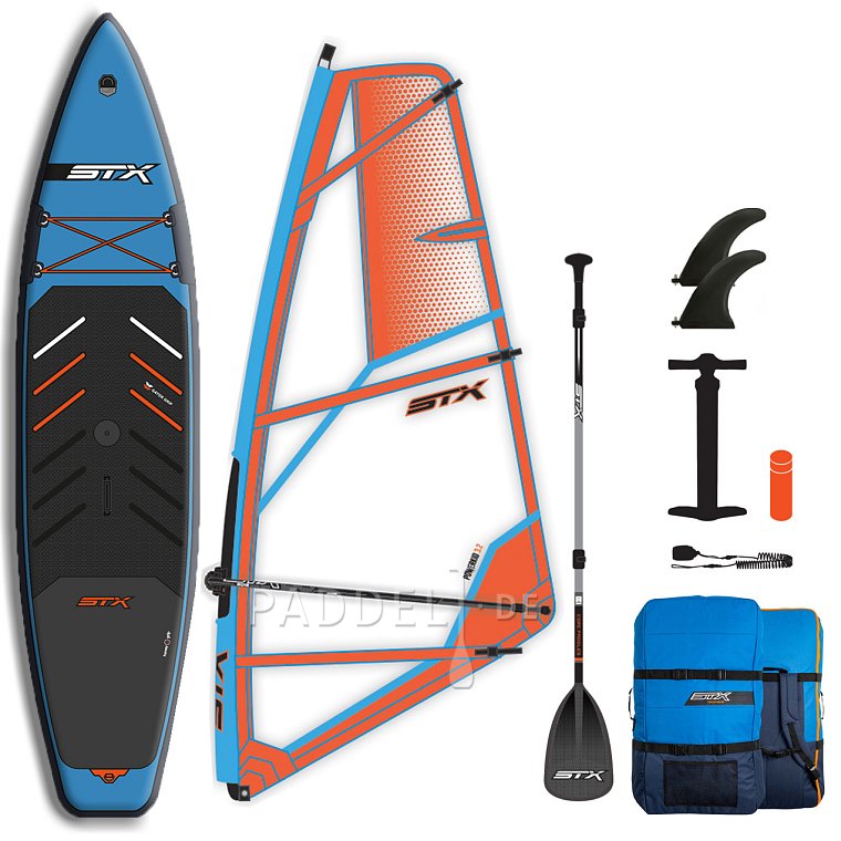SUP STX Hybrid Tourer 12' TEAL/ORANGE incl. Segel - aufblasbares Stand Up Paddle Board und WindSUP
