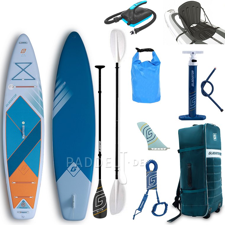 SUP GLADIATOR ELITE 11'2'' mit Carbon Paddel - aufblasbares Stand Up Paddle Board