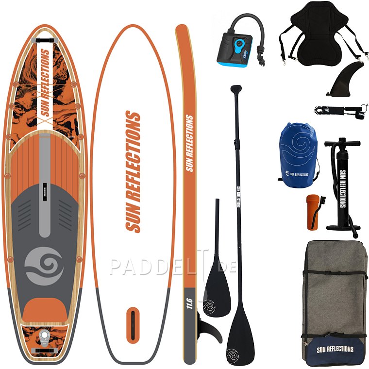 SUP SUN REFLECTIONS XXL 11'6'' COMBO Orange - aufblasbares Stand Up Paddle Board