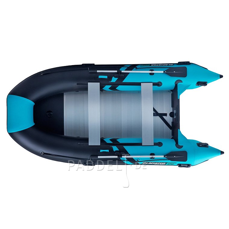 Schlauchboot GLADIATOR CLASSIC B370AL black turquoise mit Aluminiumboden