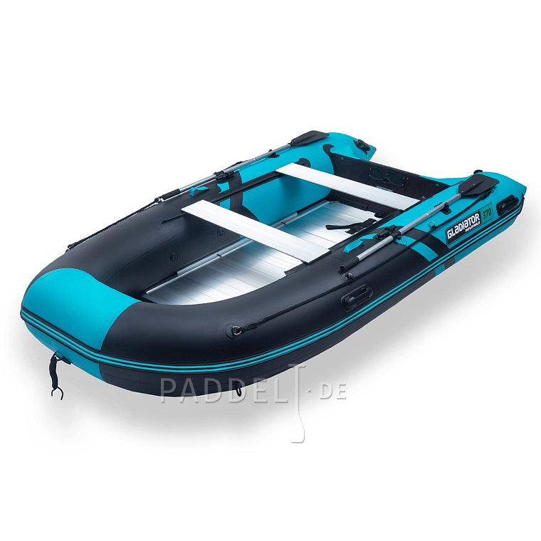 Schlauchboot GLADIATOR CLASSIC B370AL black turquoise mit Aluminiumboden