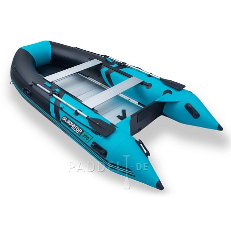 Schlauchboot GLADIATOR CLASSIC B370AL black turquoise mit Aluminiumboden