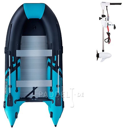 Schlauchboot GLADIATOR CLASSIC B370AL black turquoise mit Aluminiumboden