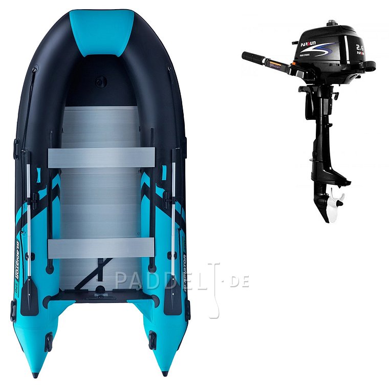 Schlauchboot GLADIATOR CLASSIC B370AL black turquoise mit Aluminiumboden
