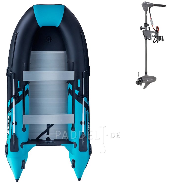 Schlauchboot GLADIATOR CLASSIC B370AL black turquoise mit Aluminiumboden